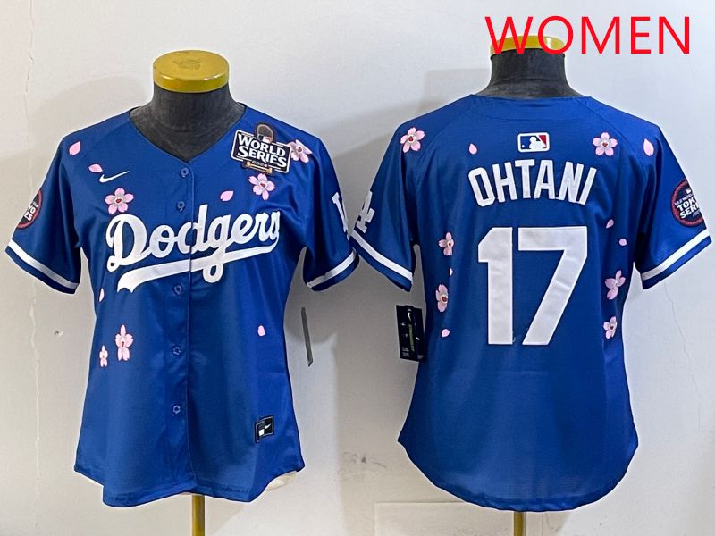 Women Los Angeles Dodgers #17 Ohtani Blue Sakura Edition 2025 Nike MLB Jersey style 3->women mlb jersey->Women Jersey